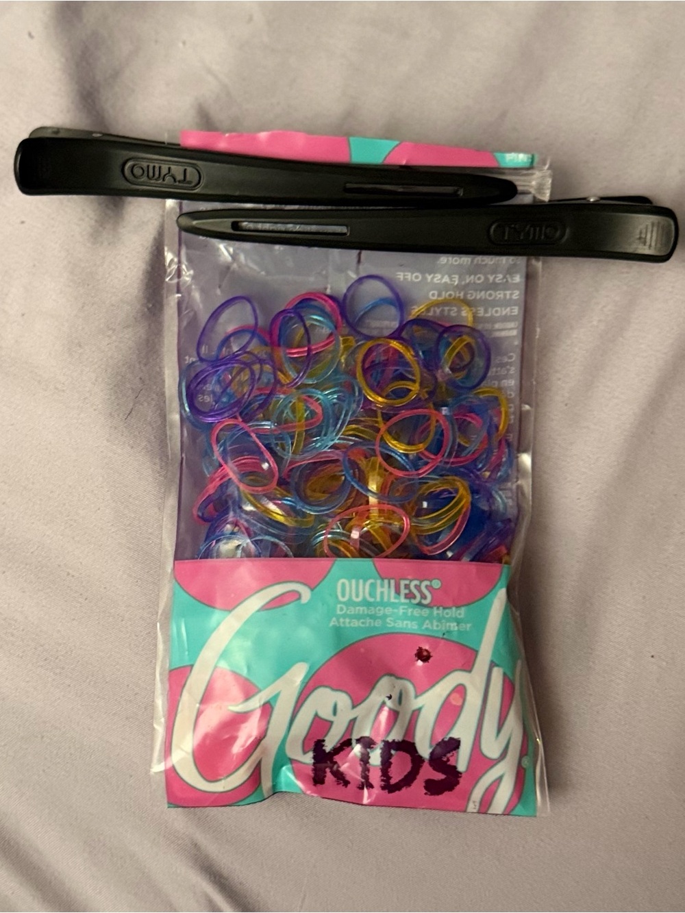 Candy Kids Colorful Ouchless Hair Elastics and blow dryer Clips